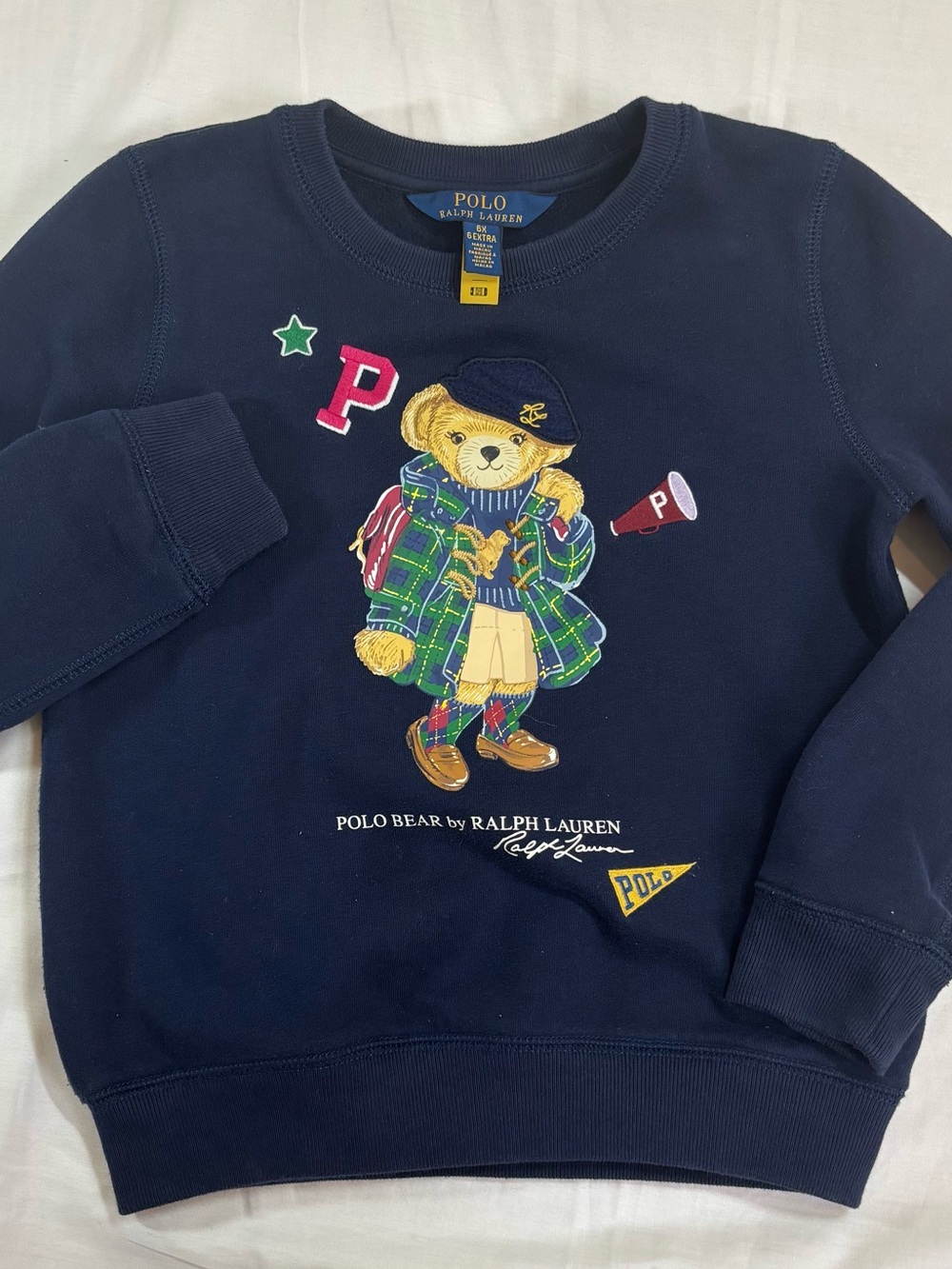 Polo by Ralph Lauren Navy Bear Patch Sweatshirt with Multicolor Accents